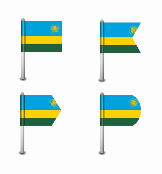 Set van vier vlaggen Rwanda — Stockvector