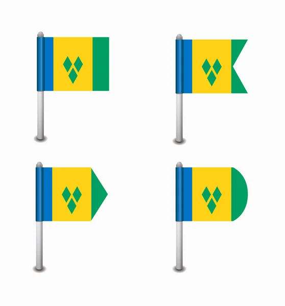 Zestaw czterech flagi Saint Vincent i Grenadyny — Wektor stockowy