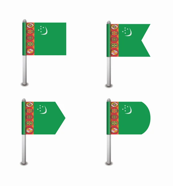 Conjunto de cuatro banderas Turkmenistán — Archivo Imágenes Vectoriales