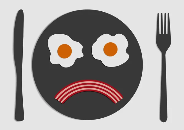 Bacon and eggs sad face — Stock Vector