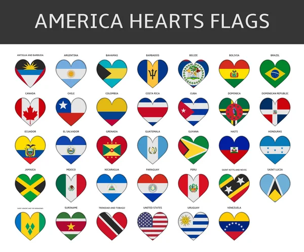 America hearts flags vector — Stock Vector