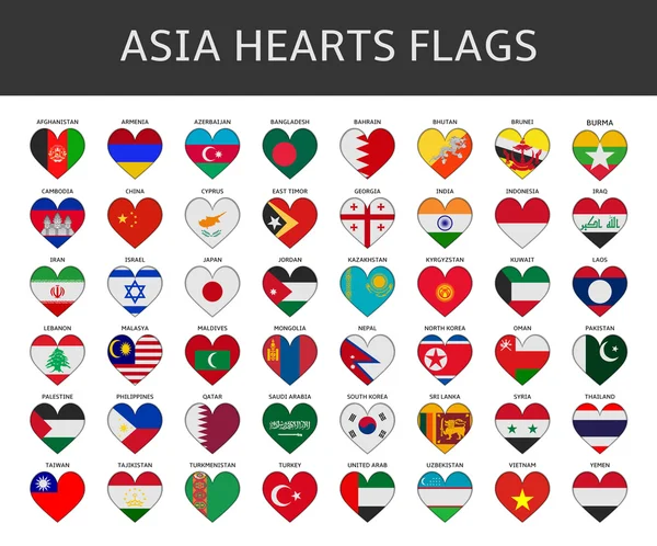 Asiatische herzen flaggen vektor — Stockvektor