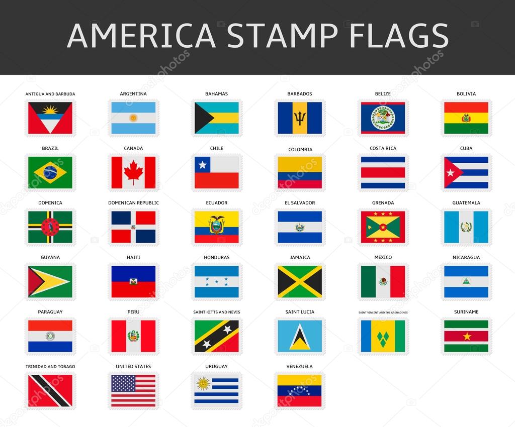 america stamps flags vector