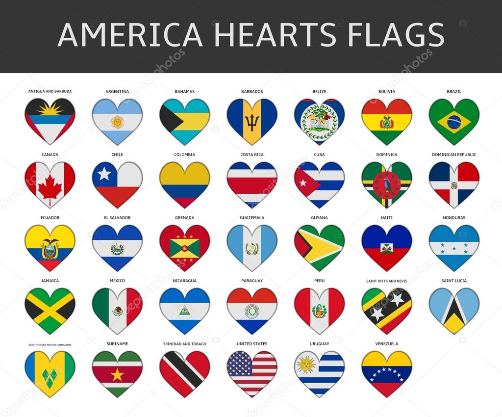 america hearts flags vector
