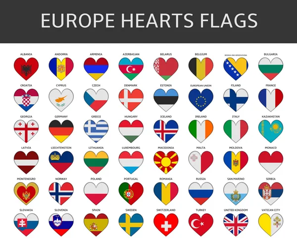 Europie serca flagi wektor — Wektor stockowy
