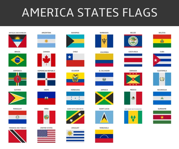 Bandeira da américa estados conjunto vetorial — Vetor de Stock