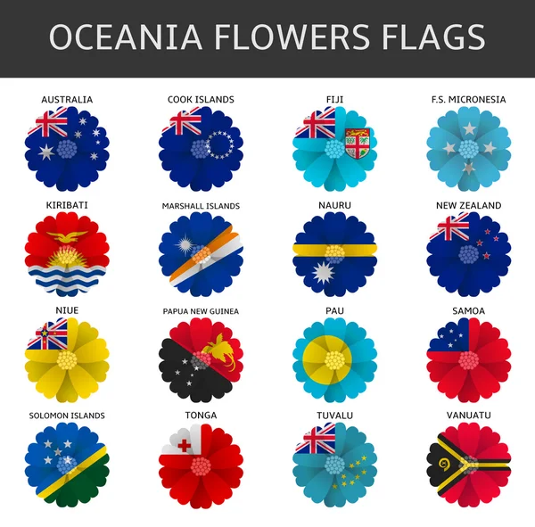 Oceanië bloemen vlaggen vector — Stockvector