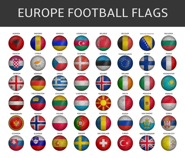 Fußball-Flagge der europäischen Staaten Vektor-Set — Stockvektor