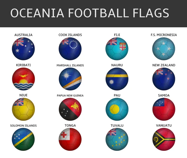 Voetbal vlag van ocenia Staten vector set — Stockvector