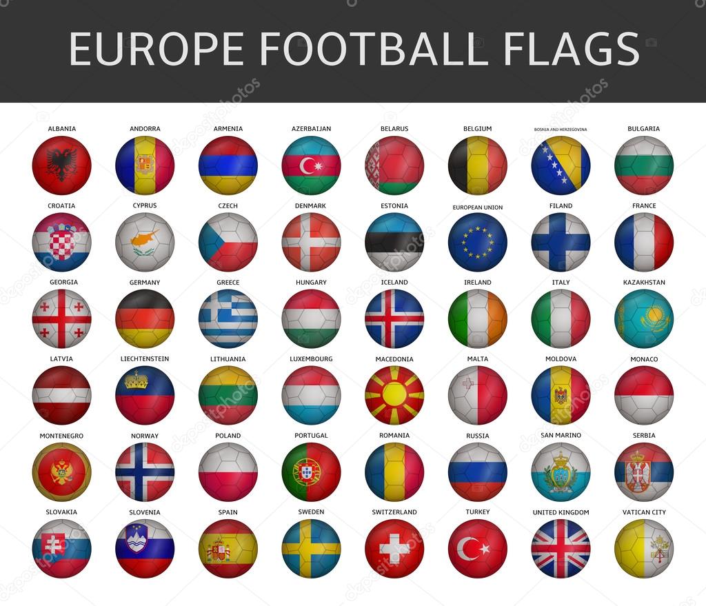 football flag of europe states vector set