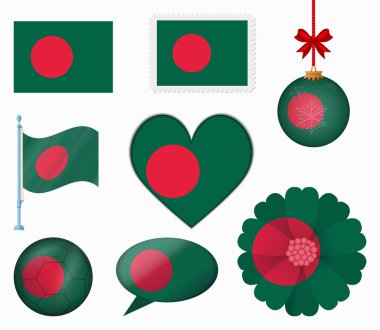 8 öğeler vektörünü Bangladeş bayrağı ayarla