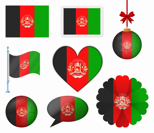 Afganisztán Flag-et 8 elemek vektor — Stock Vector