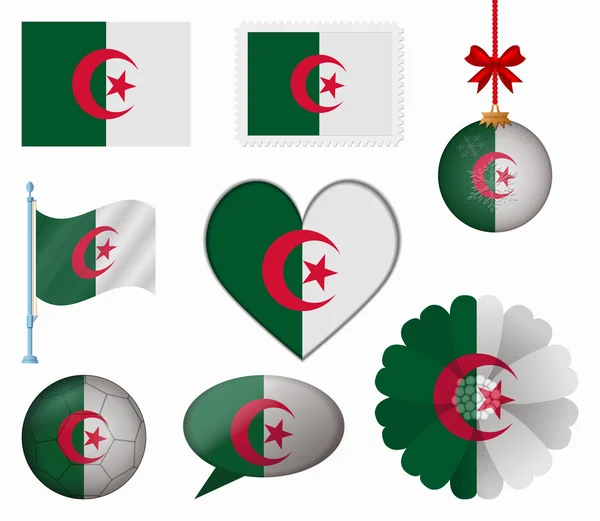 Algeria flag set of 8 items vector — Stock Vector