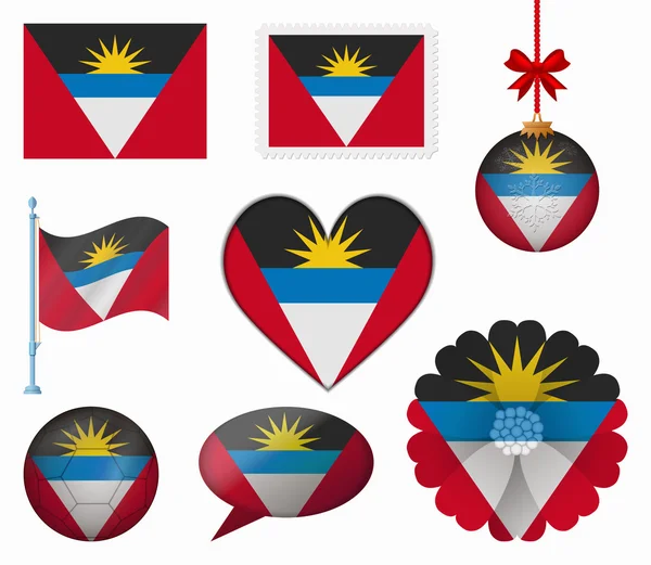 Antigua and Barbuda flag set of 8 items vector — Stock Vector