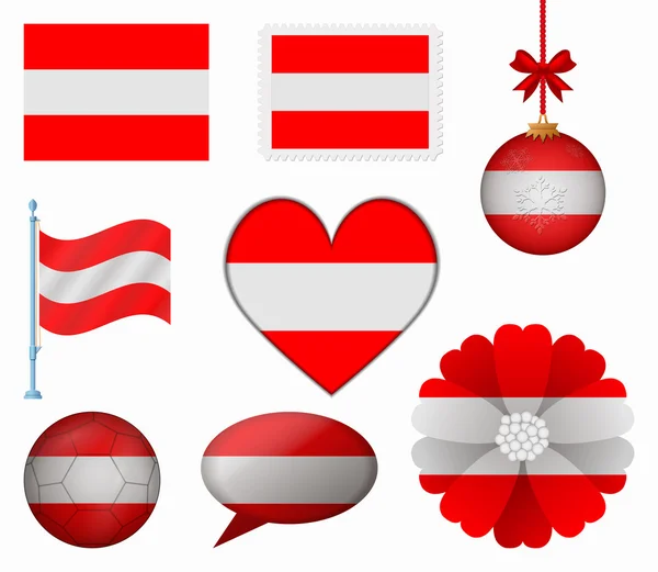 Austria flag set of 8 items vector — Stock Vector