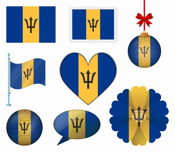 Barbados Flaggenset mit 8 Elementen Vektor — Stockvektor