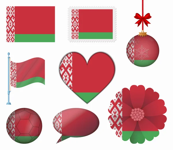 8 öğeler vektör Beyaz Rusya bayrağı ayarla