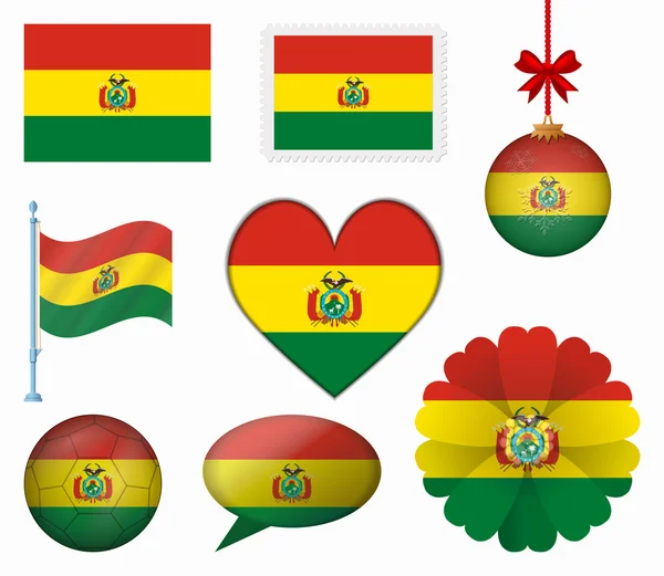 Bolivia flag set of 8 items vector — Stock Vector