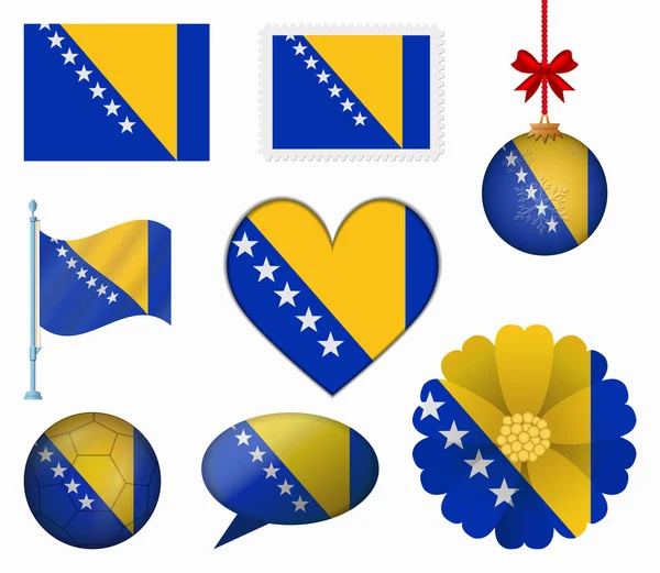 Bosnia y Herzegovina bandera conjunto de 8 elementos vector — Archivo Imágenes Vectoriales