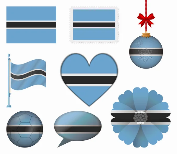 Botswana conjunto de bandera de 8 elementos vector — Archivo Imágenes Vectoriales