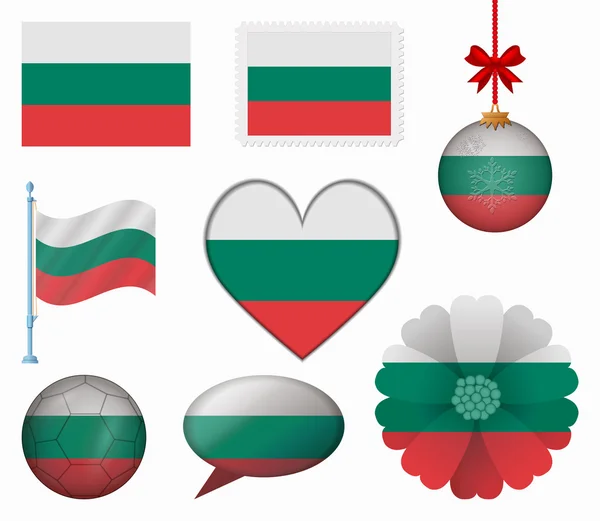 Bulgaria flag set of 8 items vector — Stock Vector