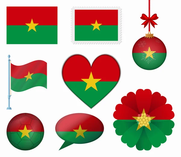 Burkina Flagge Satz von 8 Elementen Vektor — Stockvektor