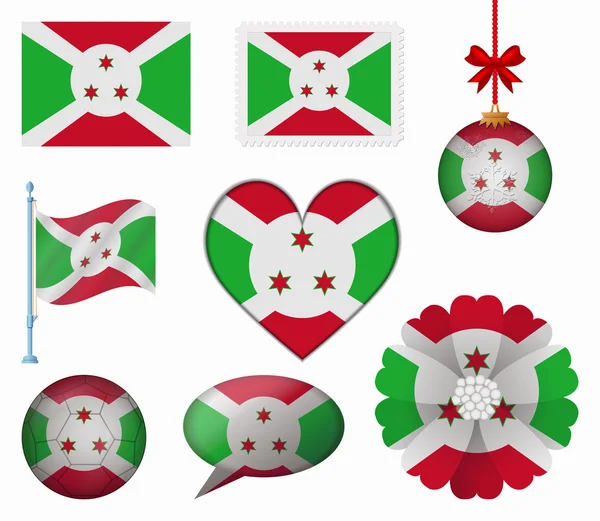 Burundi conjunto de bandera de 8 elementos vector — Vector de stock
