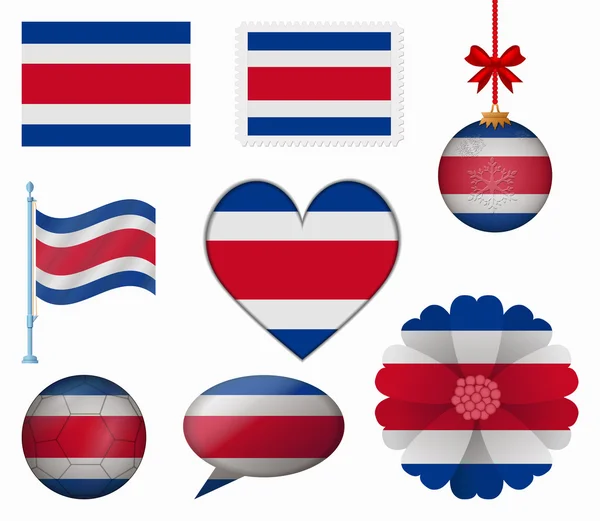 Costa Rica flag set of 8 items vector — Stock Vector