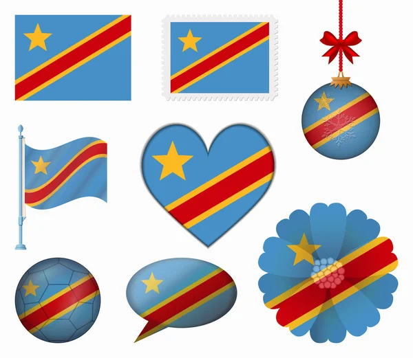 Democratic Republic of the Congo flag set of 8 items vector — Stock Vector