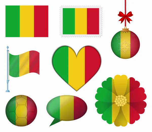 Malis flagga uppsättning 8 objekt vektor — Stock vektor