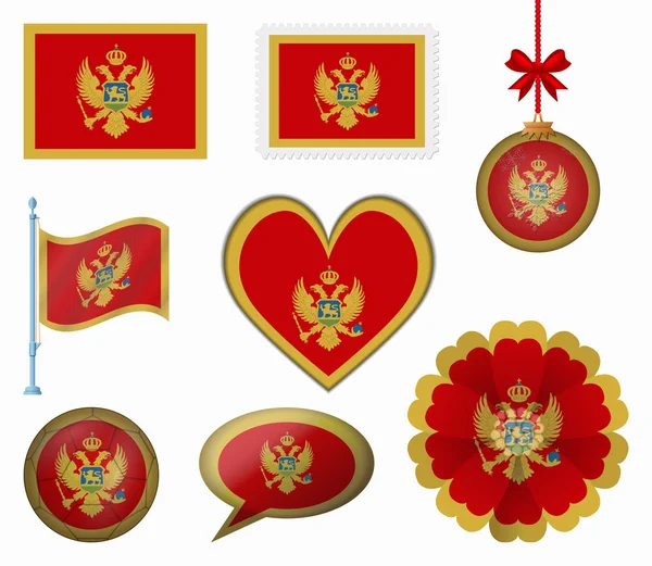 Montenegro flag set di 8 elementi vettoriale — Vettoriale Stock