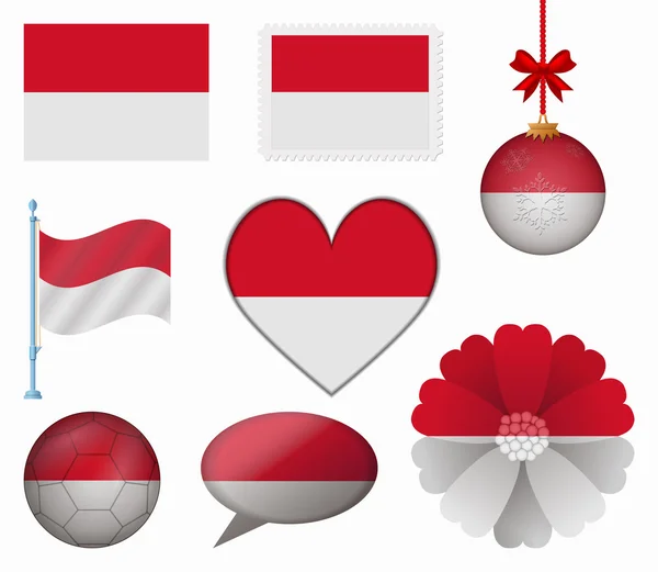 Monaco flag set of 8 items vector — Stock Vector