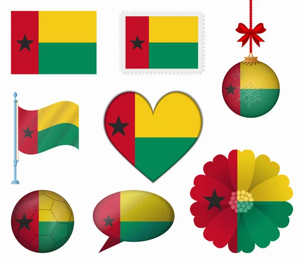 Guinea Bissaus flagga uppsättning 8 objekt vektor — Stock vektor