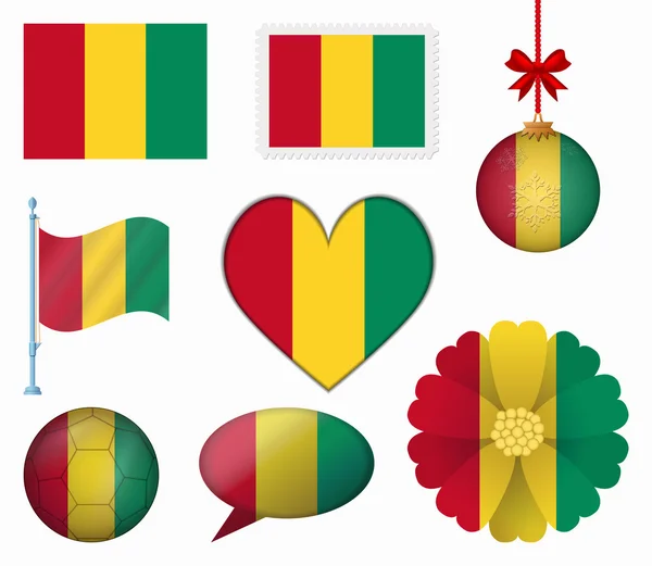 Guinea flag set of 8 items vector — Stock Vector