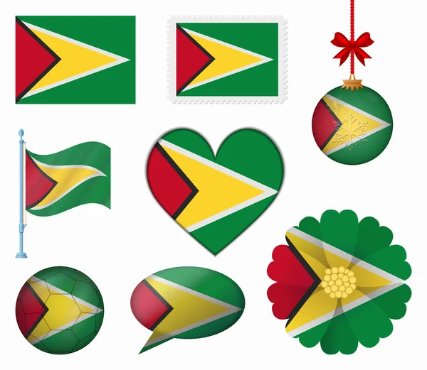 Guyana conjunto de bandera de 8 elementos vector — Archivo Imágenes Vectoriales