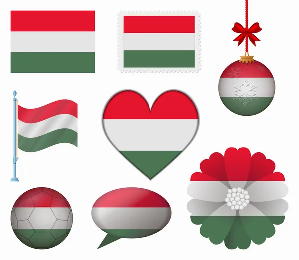 Hungary flag set of 8 items vector — Stock Vector