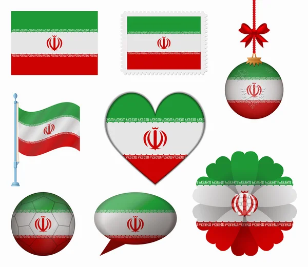 Iran flag set of 8 items vector — Stock Vector
