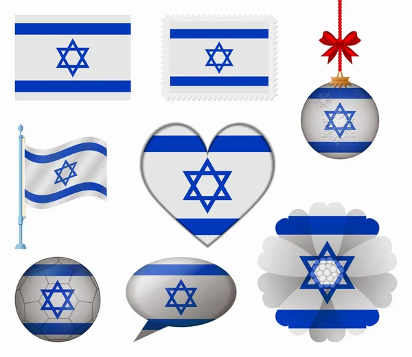 Israël vlag set van 8 items vector — Stockvector