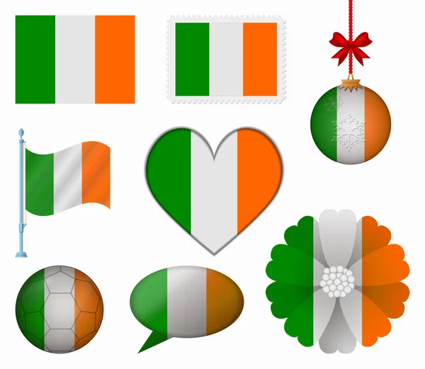 Irland-flaggan inställd av 8 objekt vektor — Stock vektor
