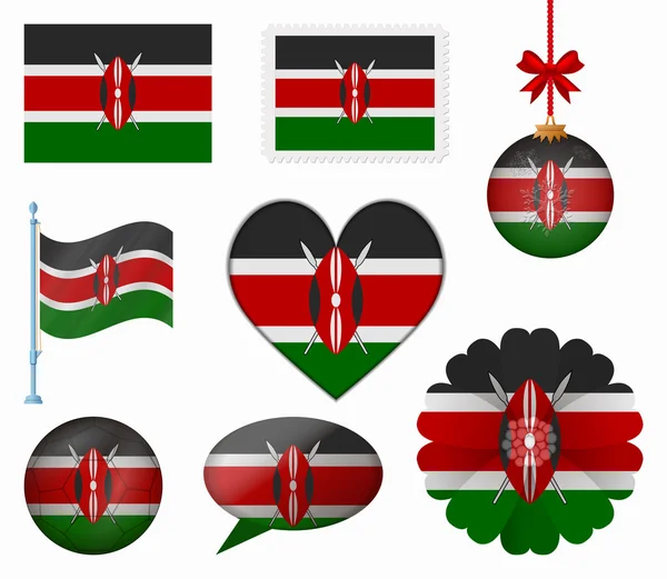 8 öğeler vektörünü Kenya bayrak ayarla — Stok Vektör