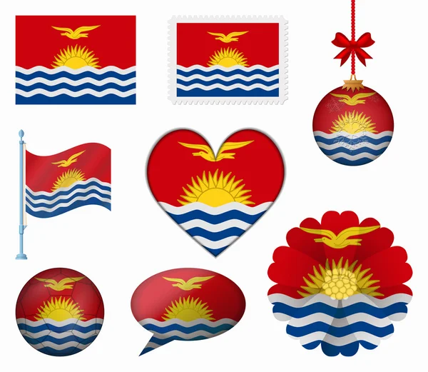 Kiribati flag set of 8 items vector — Stock Vector