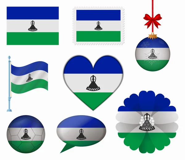 Lesoto flag set von 8 elementen vektor — Stockvektor