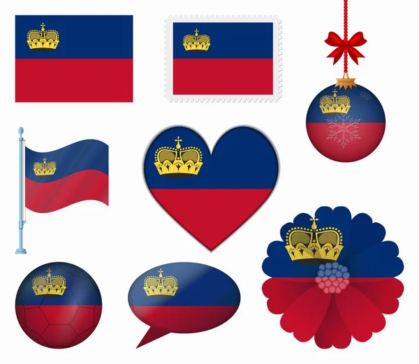 Liechtenstein conjunto de bandera de 8 elementos vector — Vector de stock