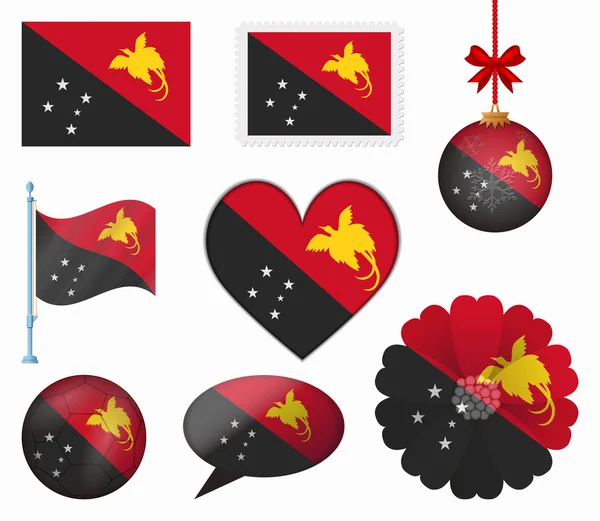 Papua New Guinea flag set of 8 items vector — Stock Vector