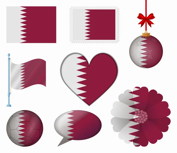 Bandera de Qatar conjunto de 8 elementos vector — Archivo Imágenes Vectoriales