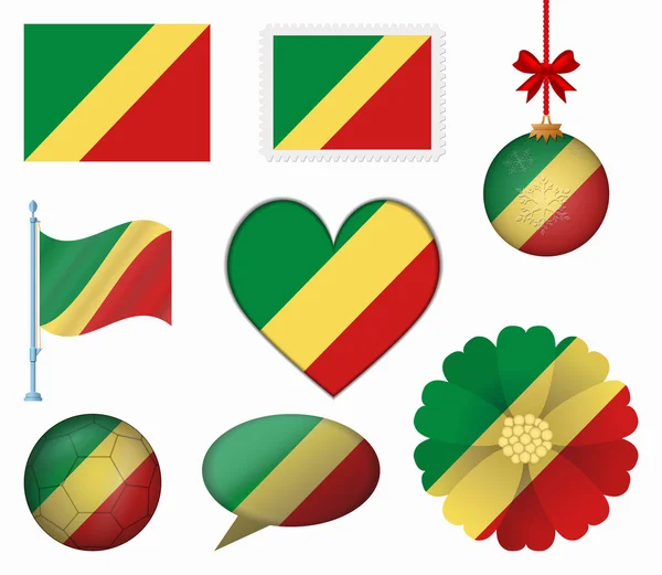 Republic of the Congo flag set of 8 items vector — Stock Vector