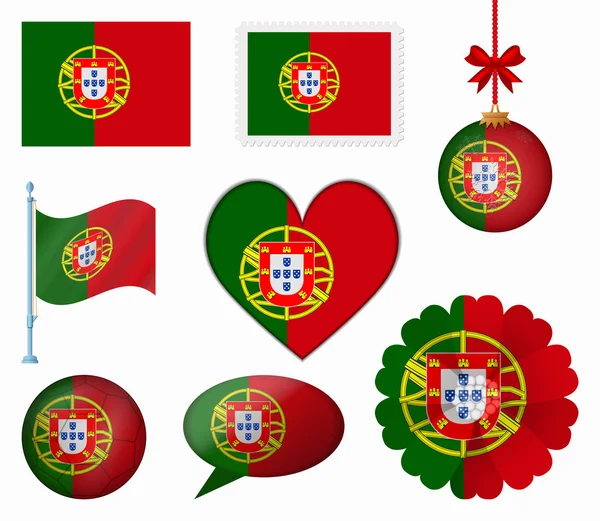 Bandeira de Portugal conjunto de 8 itens vetor —  Vetores de Stock