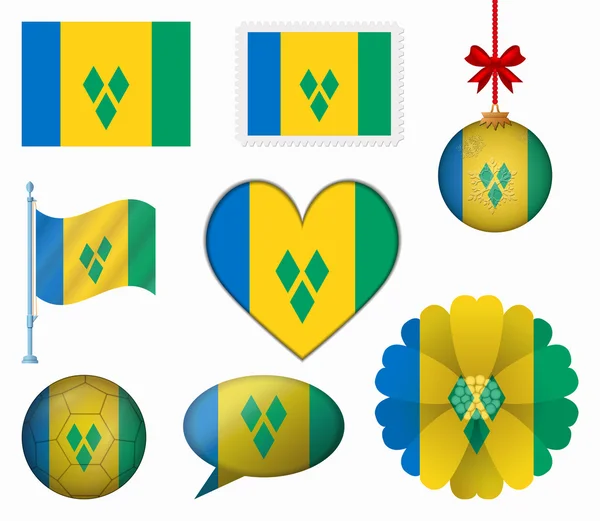 Vlag van Saint Vincent en de Grenadines set van 8 items vector — Stockvector