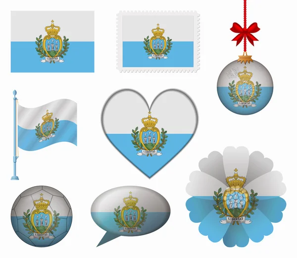 Bandera de San Marino conjunto de 8 elementos vector — Archivo Imágenes Vectoriales