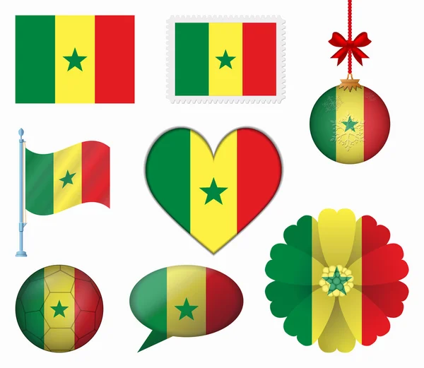 Senegal flag set of 8 items vector — Stock Vector